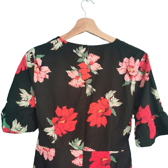 Pretty Little Thing Black Corset Floral Swing Dress PLT Size 8 - Picture 6 of 10